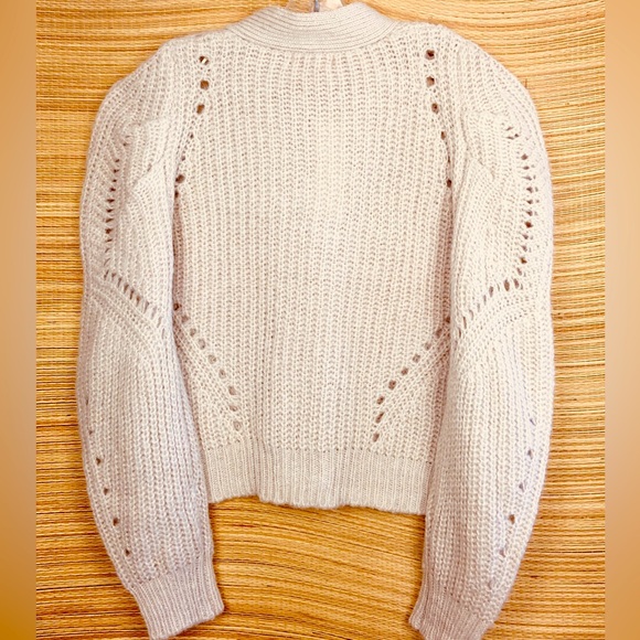 NWT Driftwood Emie Balloon Barrel Sleeve Button V-Neck Front Cardigan Ivory Sz S - Picture 7 of 12